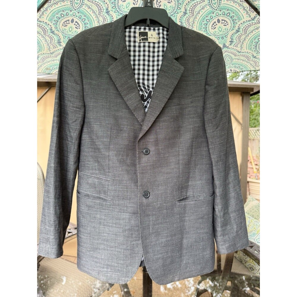 Howe Creates Men’s 42 Gray Blazer Sport Coat Gingham Lining From Studio to Sand